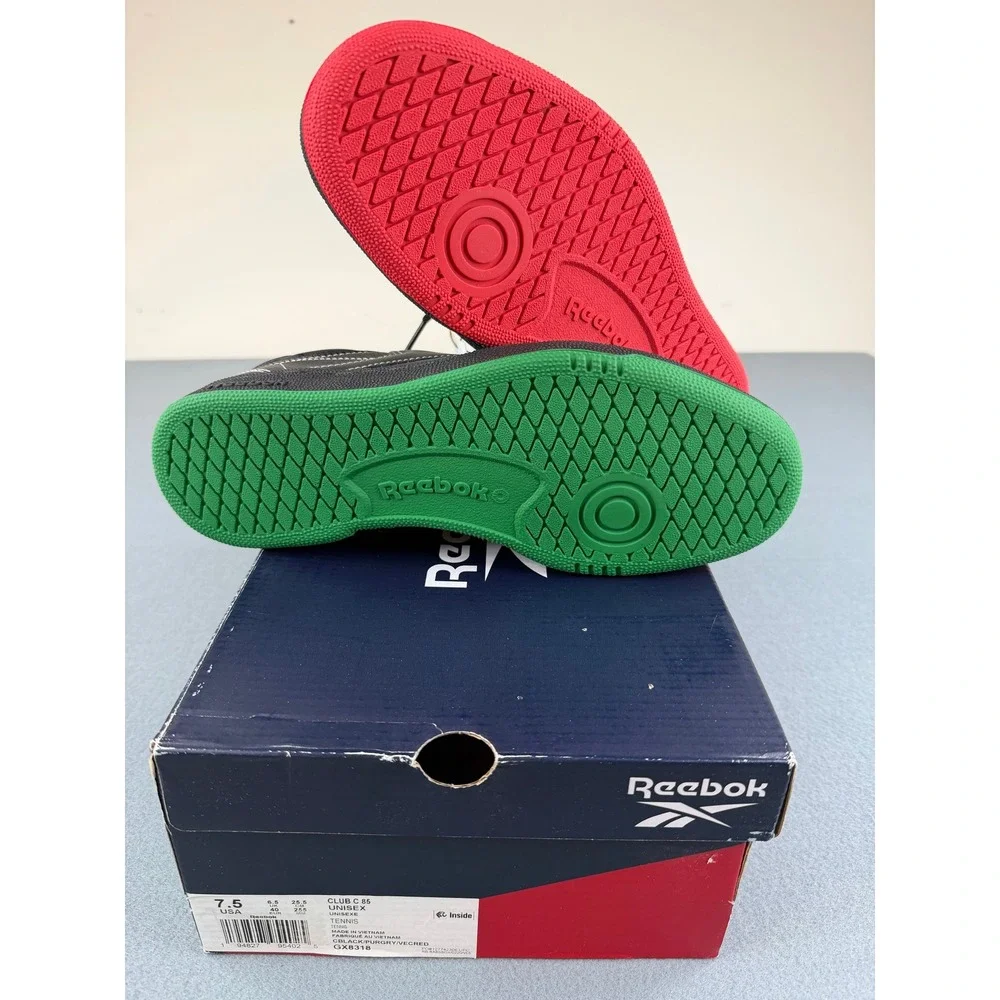Reebok Club C 85 Unisex 7.5 Black Human Rights Now Mismatched Red Green GX8318‎